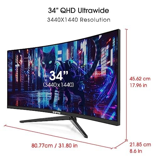 Sceptre 34-Inch Curved Ultrawide WQHD Monitor (3440 × 1440), R1500, up to 180Hz/165Hz, DisplayPort x2, 99% sRGB, 1ms, Built-in Speakers, Machine Black, 2025 (C345B-QUT168) 6