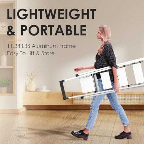 HBtower 5 Aluminum Step Ladder, Strudy Ladders for Home with Tool Tray, Anti-Slip Folding Step Stool for Adults, Light Weight Portable 330lbs Safety for Kitchen Warehouse Outdoor Work 5