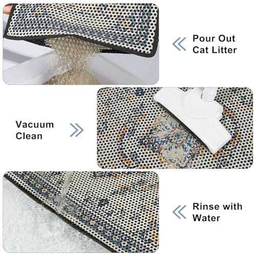 Hedgeink Cat Litter Mat 24"x29.5" Double Layer Waterproof Litter Box Mat Washable Litter Trapping Mat 7