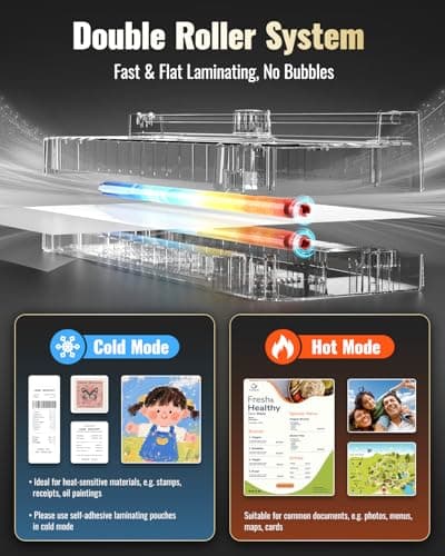 13in Laminator Machine with Sheets 50pcs + Paper Trimmer + Corner Rounder, 11x17 / ABS Anti-Jam Technology |Dual Hot and Cold Mode | 90s Fast Preheat for A3/A4/A5/A6 Home Office School Use 6