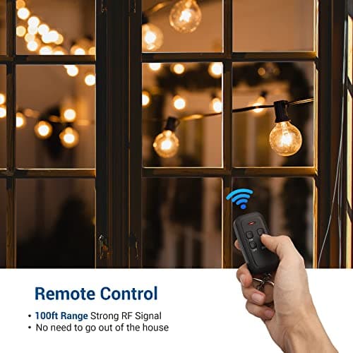 DEWENWILS Outdoor Dimmer for String Lights, Remote Dimmer Switch, Weatherproof Dimmer Plug, 100FT Range, Compatible with Dimmable LED/Tungsten Bulbs 4
