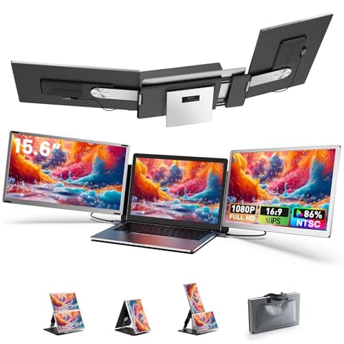 Fagomfer S6 Laptop Screen Extender | Silver | 15.6'' | FHD 1080P | 86% NTSC | Triple Laptop Monitor Extender | Working with Windows, Mac, DeX, Chrome, Desktop, Mini PC