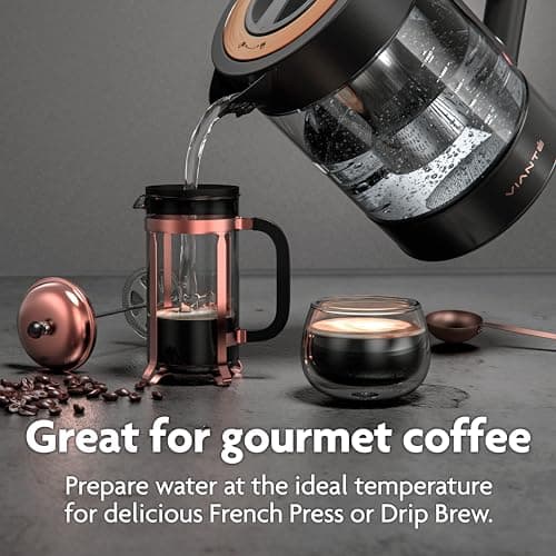 Vianté Electric Kettle With Infuser. No Plastic In Contact With Water. Hot Tea Maker With Temperature Control And Automatic Shut Off 1.5 Liters Capacity | Black Color 5