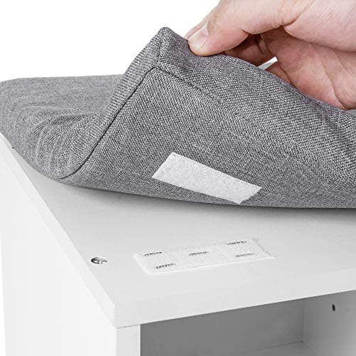 VASAGLE CUSTOS Collection - Shoe Bench, Storage Bench with Padded Seat, Entryway Bench with 10 Compartments, for Bedroom, 11.8 x 40.9 x 18.9 Inches, Cloud White and Dove Gray ULHS010W01 8