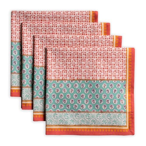 Maison d' Hermine Cloth Napkins Set of 4 100% Cotton Everyday Reusable Square Napkins Cloth Washable Dinner Party Wedding Restaurant Easter Decorations Spring/Summer (Provence, 20" x 20")