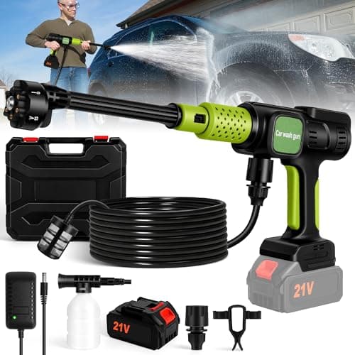 Sinbyuer Cordless Car Pressure Washer, Battery Powered Portable Power Washer | Powerful Handheld Pressure Washer - 600PSI, 6-in1 Nozzle | High Pressure Water Gun for Car, Home Cleaning