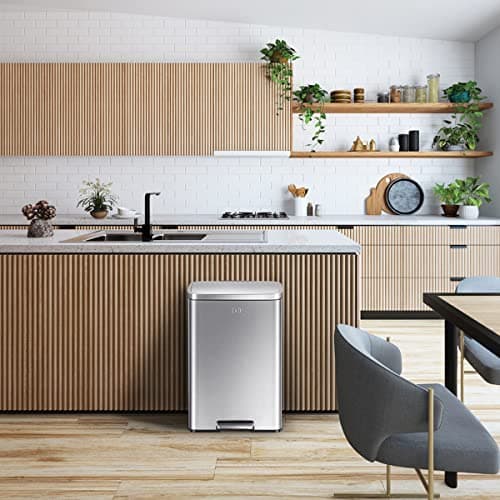 EKO Madison Brushed Stainless 50 Liter/13.2 Gallon Step Trash Can with Inner Liner - Fingerprint Resistant Finish 7