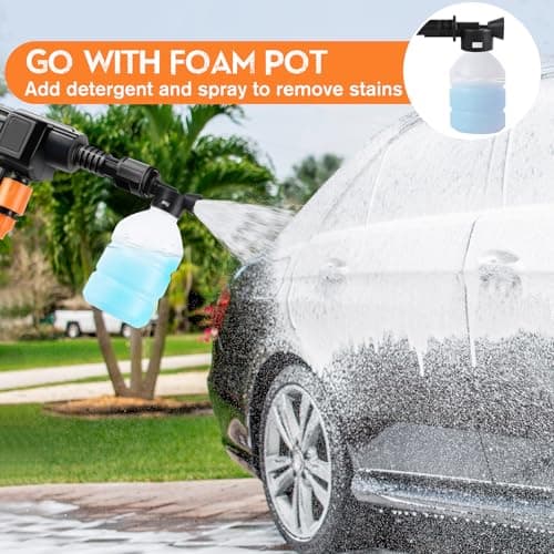 Pircaath Cordless Pressure Washer Gun, Battery Power Washer, 500PSI High Pressure Cordless Power Washer, Portable Pressure Washer with 6-in-1 Nozzle, Handheld Power Washer for Car,Garden,Home 6