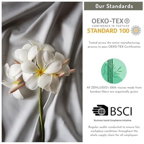 ZENLUSSO Pillowcases 100% Viscose Made from Bamboo Pillow Cases, Cooling, Luxuriously Soft, Envelope Closure, 300 Thread Count (White, Body 20"x54") 5