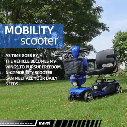 Easy Portable Foldable Mobility Scooter / 20Ah Electric Scooter with Seat for Adults / 300-350lbs Weight Capacity Travel Scooter/Wheelchair Alternative - 32km on 1 Charge/Lightweight1 5