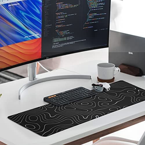 Llzdeuan Large Topographic Map Gaming Mouse Pad for Desk Black Desk Pad with Non-Slip Rubber Base Stitched Edge Desk Organizers and Accessories Desk Decor 8