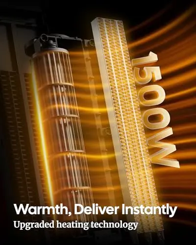 ComDomus Space Heater Large Room, 25” Electric Room Heaters for Indoor Use with 120° Oscillation, 3 Heat Levels, 3 Modes, Multiple Safety Protections, 12H Timer, Black Ceramic Tower Heater for Bedroom 6