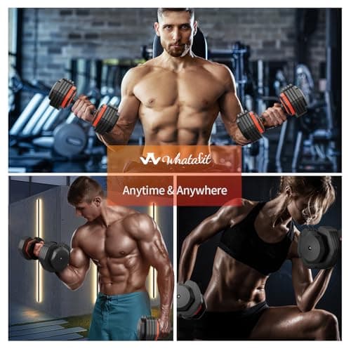 Adjustable Dumbbells, 55LB Single Adjustable Dumbbell Set, 5 in 1 Free Weight Dumbbell,Fast Adjust Weight with Anti-Slip Handle and Tray for Full Body Workout Fitness Strength Training Equipment 7