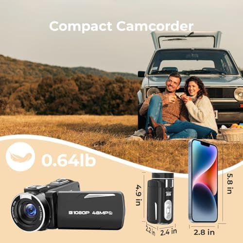 Camcorder Video Camera 2.7K 48MP - Vlogging Camera for YouTube with Fill Light, 18X Digital Zoom, 3" 270° Flip Screen, Webcam, Anti-Shake - Digital Cameras with 32GB Card & Battery for Beginners 7