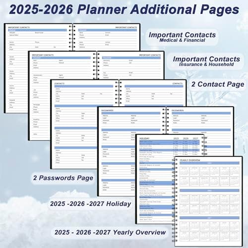 Academic Planner 2025-2026 (7.4'' x 9.6''), 18 Months Calendar from Jan 2025-Jun 2026, Monthly Tabs & Pocket, Perfect for School & Work, 120GSM Thick Paper, Black 5