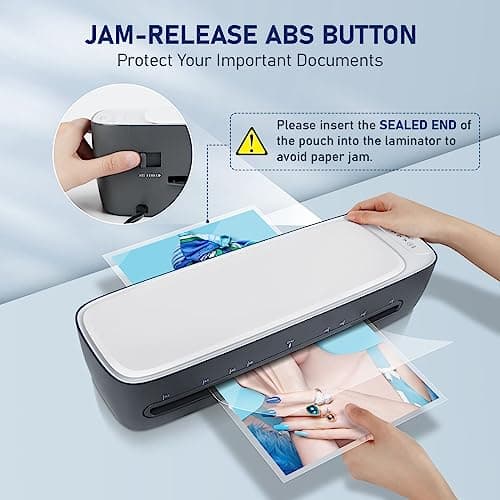 13 Inch A3 Laminator Machine, 9 in 1 Desktop Thermal Never Jam With 40 Pouches, Paper Trimmer and Corner Rounder, 1Min Fast Warm-Up for Home Office School Use, Grey 6