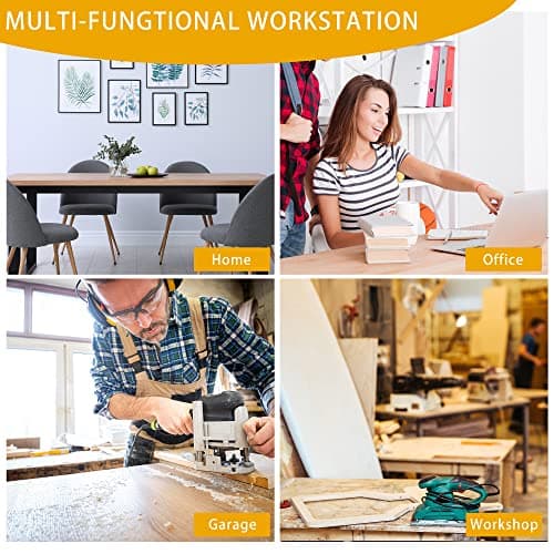 Betterhood 48" Heavy-Duty Adjustable Workbench for Garage, Rubber Wood Shop Table W/Metal Wheels, Hardwood Workstation Weight Capacity Over 2000 Lbs with Wheels 7