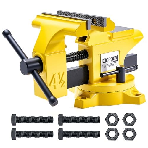 4.5" Bench Vise, Heavy Duty Cast Iron, Rotating Base, Corrosion-Resistant Finish, Ideal for Woodworking, DIY, Welding (4.5")