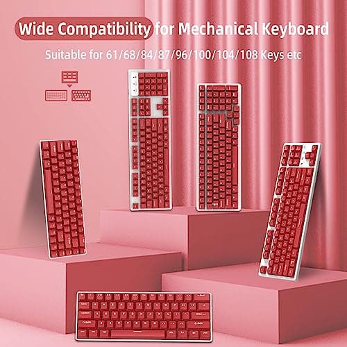 104 Key Custom PBT Keycap Set Double Shot OEM Profile for 61/68/87/98/100/104Key TKL 60% and Full Size Cherry MX Gateron Kailh Outemu Cross Type Switch US Layout Mechanical Keyboard DIY(Cherry Square) 7