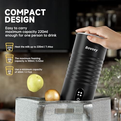 Electric Milk Frother Handheld Bundle,4 in 1 Automatic Milk Frother and Steamer Set,Cold Foam Maker Set for Hot Chocolate,Latte,Cappuccino and Macchiato (Black01) 7