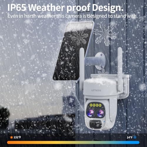 LETSCEE Security Cameras Wirelss Outdoor for Home Security, Alexa Cameras Solar Power,360 View Outside Camera,Motion Detection,10x Hybrid Zoom PAN Tile,IP-65 Weather Proof (1 Pack) 9