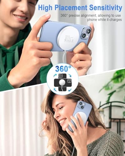 Magnetic Wireless Charger Mag Safe Charging Pad Compatible with iPhone 17/17 Pro Max/iPhone Air/16/15/15 Plus/14/13/12 Series, 2025 Upgraded Fast Mag-Safe LED Charger with 20W Type-C Adapter (White) 5