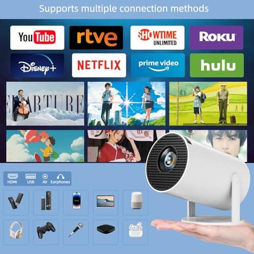 Faatchoi Portable Mini Game Video Projector, 30,000+ Preloaded Games, Android TV 11.0 Smart Projector, 360 ANSI, WiFi & Bluetooth, 1080P HD, Ideal for Home Theater, Gaming. 8