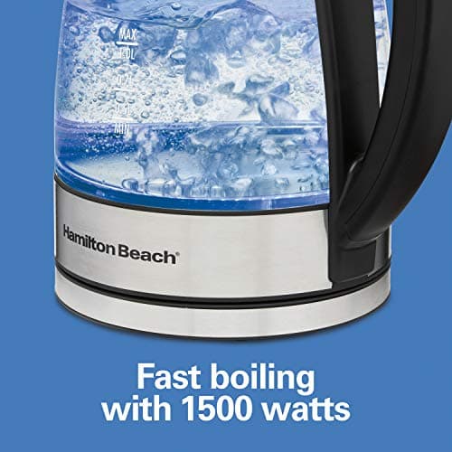 Hamilton Beach 1.7L Electric Tea Kettle, Water Boiler & Heater, LED Indicator, Built-In Mesh Filter, Auto-Shutoff & Boil-Dry Protection, Cordless Serving, Variable Temp, Clear Glass (40941R) 7