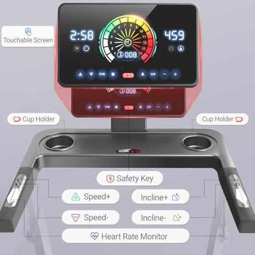 UMAY Fitness Treadmill with 3-Level Incline, Treadmills for Home Auto Folding with Pulse Sensors, 300 LBS Capacity, 3.0HP Quiet Brushless, Max 8.7 MPH (Balck) 6