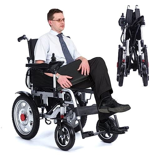 All Terrain Electric Wheelchair Heavy Duty,500W Foldable Electric Wheelchairs for Adults,Power Wheelchair, Electric Wheelchairs for Seniors,Motorized Wheelchair Portable Airline Approved Black
