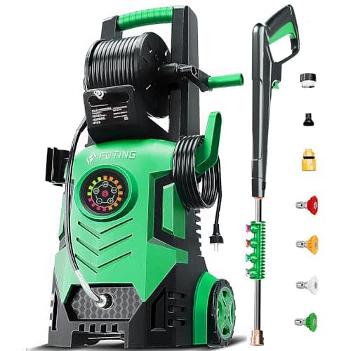 2026new Pressure Washer 5000PSI with Adj-8-Level Touch Screen, 34" Tall Power Washer, 4 Quick Connect Nozzles, Inlet Hose&Filter&500mlFoam Cannon for Cars/Fences/Driveways,Light Green