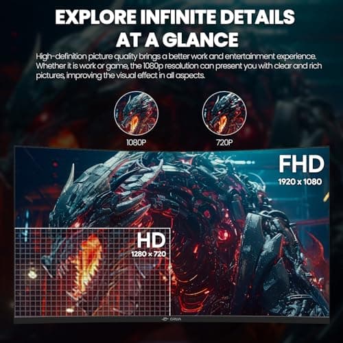 CRUA 32Inch Curved Gaming Monitor, FHD(1920 * 1080P) VA Screen 165Hz/200Hz, 1800R VA Screen, 120% sRGB, Computer Monitor That Support AMD Freesync, HDMI, DP, Wall Mountable Installs-Black 5