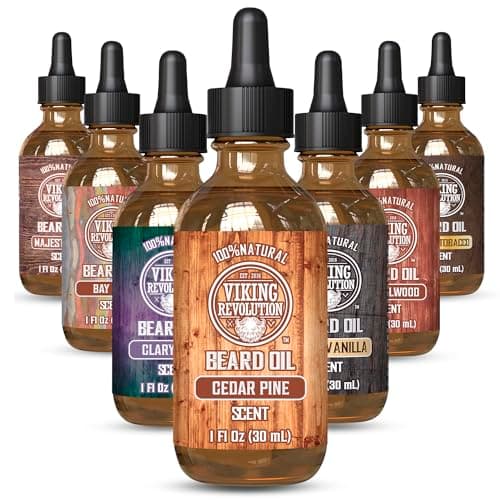 Viking Revolution Cedar and Pine Beard Oil for Men - Natural Argan and Jojoba Beard Softener, Conditioner for Strengthening and Moisturizing (1 Pack)