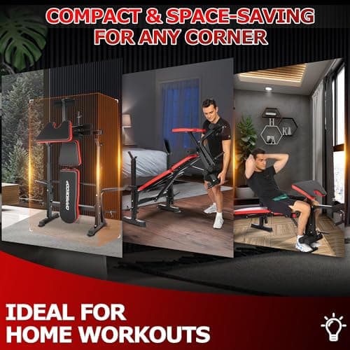 OPPSDECOR 900LBS All in One Weight Bench Set with Squat Rack Adjustable Workout Bench with Leg Developer Preacher Curl Rack Fitness Strength Training Bench for Home Gym 7