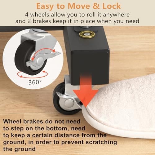 Laiensia Double Rods Garment Rack with Wheels, Clothing Rack for Hanging Clothes,4 Hooks, Multi-functional Bedroom Clothes Rack, White 9