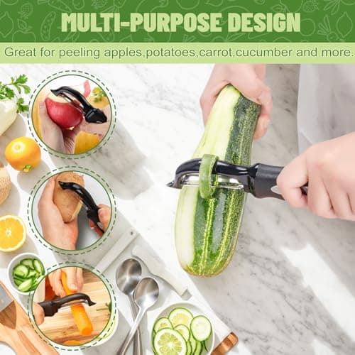 Swivel Vegetable Peeler, Potato Peeler with Blemish Remover, Veggie Peeler with Sharp Stainless Steel Blades, Fruit Peeler with Comfortable Handle for Kitchen 7
