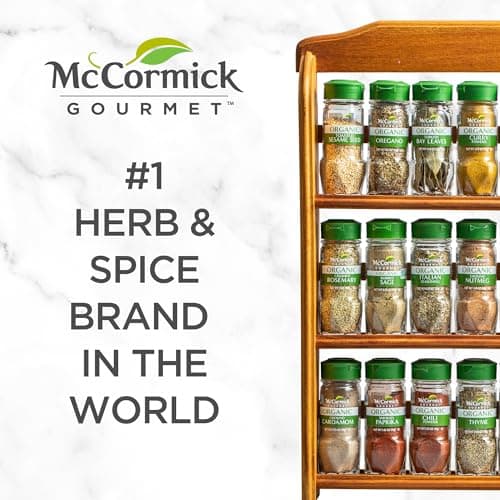 McCormick Gourmet Three Tier Wood 24 Piece Organic Spice Rack Organizer with Spices Included, 27.6 oz 16