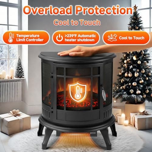 25in Electric Fireplace Heater Stove - Infrared Heater with Realistic LED 3D Flames and Remote Contro, Fire Place Electric, Fake Freestanding Fireplace for Indoor Use, Timer, 750 | 1500W 7