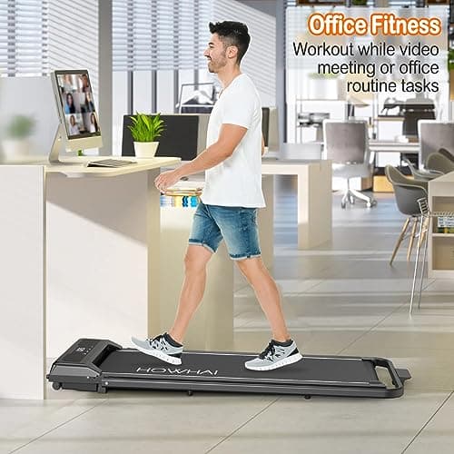 HOWHAI Walking Pad Treadmill with Incline, 2 in 1 Foldable Under Desk Treadmills for Home/Office, Portable Treadmill with App, Bluetooth Music, Remote Control & LED Display (300lbs Capacity) 5