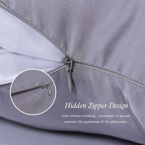 Jocoku 100% Mulberry Silk Pillowcases Set of 2 for Hair and Skin and Super Soft and Breathable Queen Size Nature Silk Pillowcases (Queen, Gray) 6