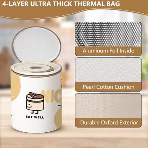 BentoBloom Bento Box Adult — Round Stackable Lunch Box for Women (450ml & 600ml) with Insulated Carry Bag | 304 Stainless Steel Removable Inserts | Microwave & Dishwasher Safe, White 7