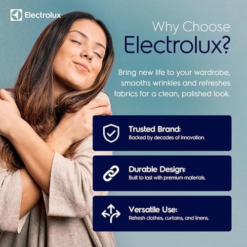 Electrolux Steamer for Clothes, 1500 Watt Portable Handheld Fabric and Garment Steamer with Lint Remover & Fabric Brush, Ultra-Fast Heat Up, 18 Min Continuous Steam for Powerful Wrinkle Remover, Black 8