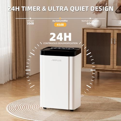 AIRPLUS 4,500 Sq. Ft. 70pint Dehumidifier, Humidity with Auto Shut off, Auto Drain or Manual Drainage, 0.8 gal Water Tank Capacity for Home and Basement 7
