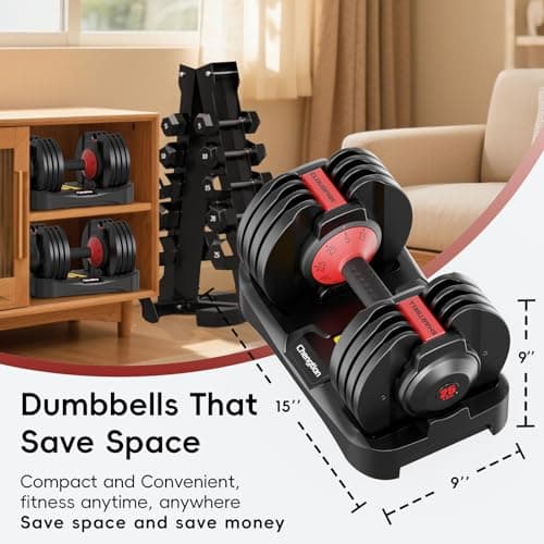 Upgraded Adjustable Dumbbells Set 25 lbs, 9 Weights Dumbbell Set, Quick Adjustable Dumbbells For Men Women Home Gym with Anti-Slip Handle, Safe and No Falling 6