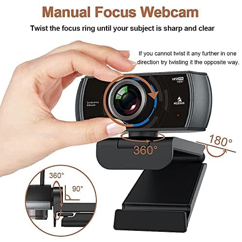 NexiGo N980P 1080P 60FPS Webcam with Microphone and Software Control, USB Computer Camera, Built-in Dual Noise Reduction Mics, 120° Wide-Angle for Zoom/Skype/FaceTime/Teams, PC Mac Laptop Desktop 9