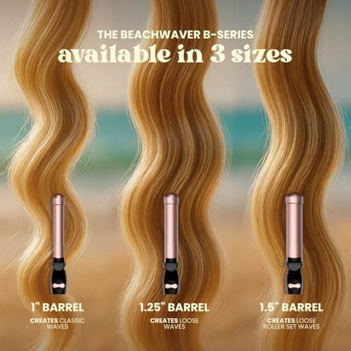 The Beachwaver Co. B1.25 Rotating Curling Iron - Midnight Rose | Automatic 1 1/4-Inch Ceramic Curling Iron - Larger Barrel Size for Medium-to-Long Hair! | Auto-Shut Off, Travel-Friendly, Dual Voltage 9