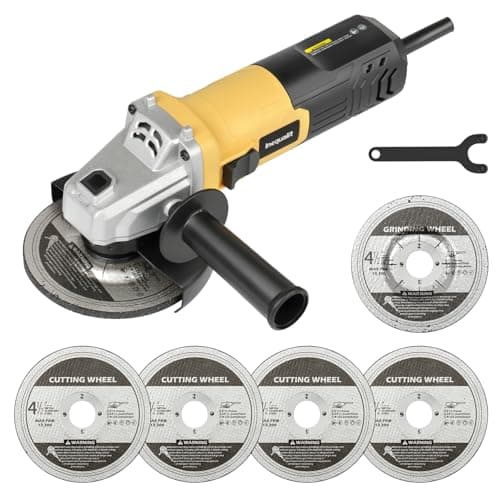 Inequalit Angle Grinder, 4.0-Amp 4-1/2 Inch Corded Angle Grinder, 12000RPM with Grinding and Cutting Wheels, Flap Disc and Auxiliary Handle for Cutting, Grinding, Polishing and Rust Removal