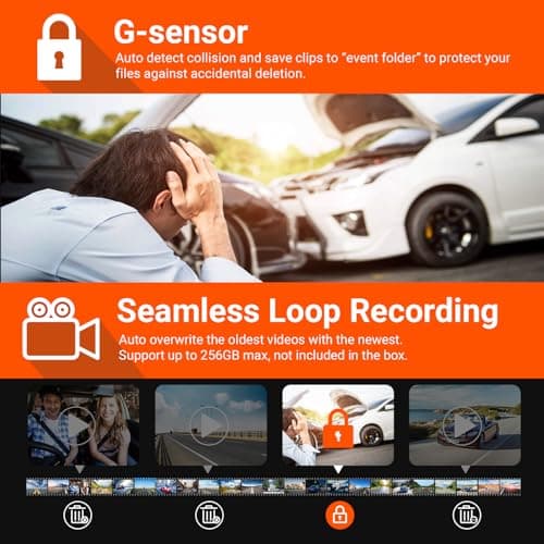 VANTRUE N4 3 Channel Dash Cam, 4K+1080P Dual Channel, 1440P+1440P+1080P Front Inside Rear Three Way Triple Car Dash Camera, IR Night Vision, Capacitor, 24 Hours Parking Mode, Support 256GB Max 7