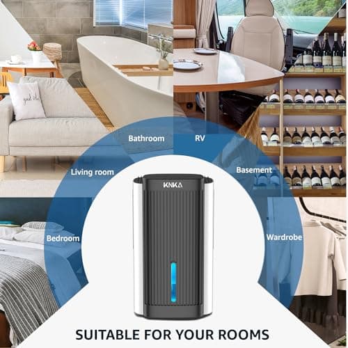 Dehumidifier,95 OZ Water Tank, (1000 sq. ft) Quiet Dehumidifier for Basement, Bathroom, RV, Closet, Bedroom with Auto Shut Off, Sleep Mode,7 Colors LED Light, Dehumidifiers for Home (White/Black) 9