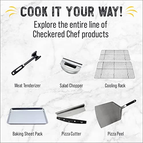 Checkered Chef Baking Sheet Pan and Cooling Rack - Half Sheet, 18" x 13" Aluminum Cookie Sheets and Stainless Steel Wire Rack for Baking 6